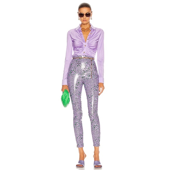 SOLD🚫AUTHENTIC NWOT Versace Purple Leopard Pants IT36 - Picture 3 of 14